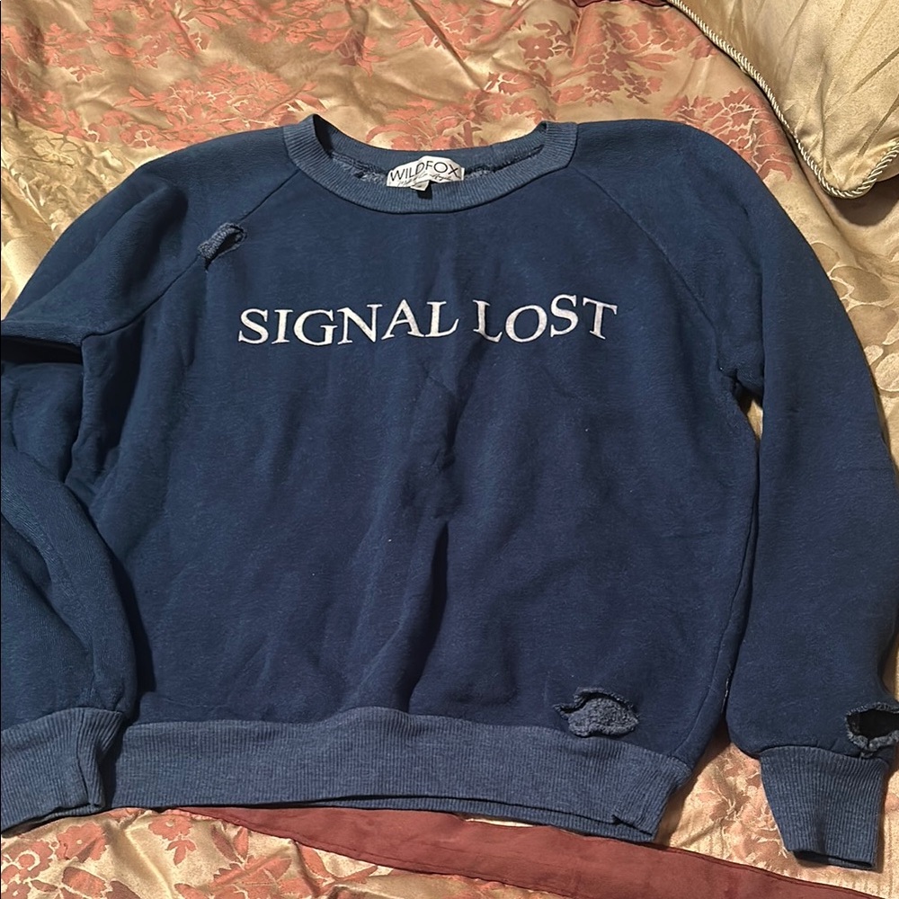 Wildfox Navy Blue 'Signal Lost' Sweater